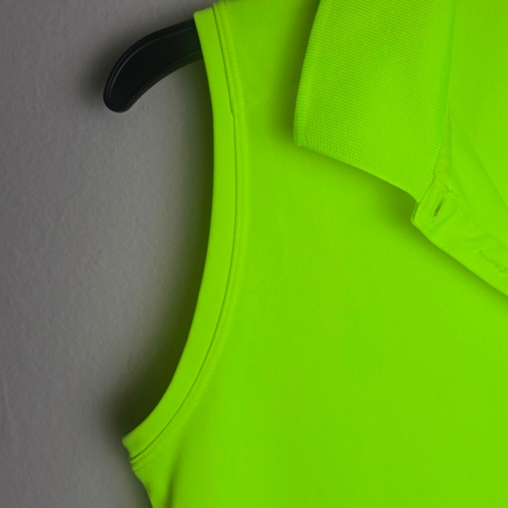 Wonen's Nike Neon Yellow Sleeveless Polo Tank Top - Picture 5 of 7